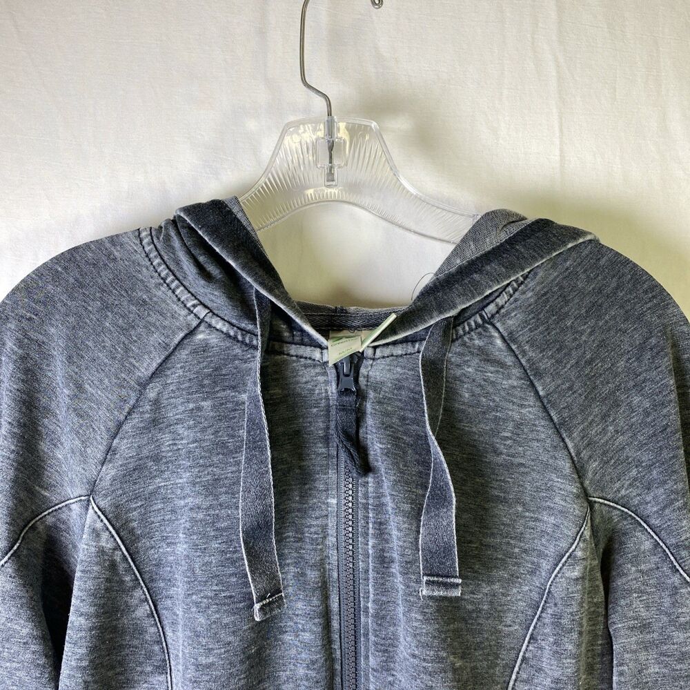 GreanTea Womens Hoodie - Size MED - Faux Distressed Heathered Gray French Terry - Picture 2 of 14